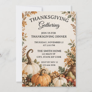 Rustic Farmhouse Thanksgiving Dinner Invitation