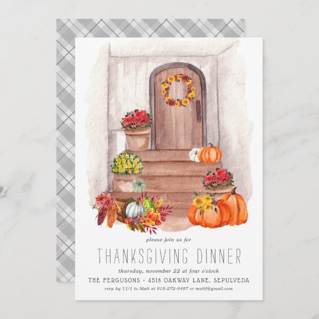 Rustic Farmhouse Thanksgiving Dinner Invitation (Front/Back)