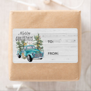 Rustic Farmhouse Truck   Christmas Gift Label