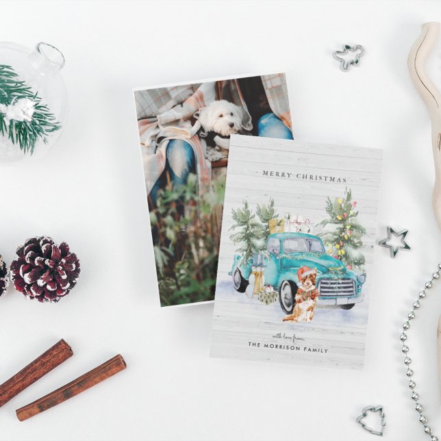 Rustic Farmhouse Truck Christmas Holiday Card (Creator Uploaded)