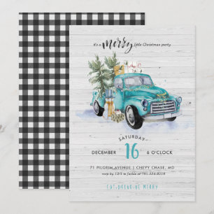 Rustic Farmhouse Truck   Christmas Holiday Party Invitation