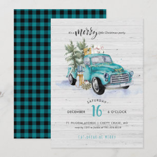 Rustic Farmhouse Truck Christmas Holiday Party Invitation