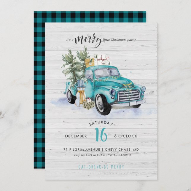 Rustic Farmhouse Truck | Christmas Holiday Party Invitation (Front/Back)