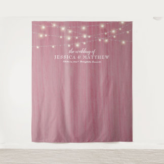 Rustic Farmhouse Twinkling Lights Wedding Backdrop Tapestry