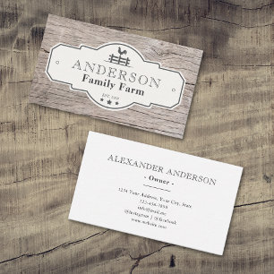 Rustic Farmhouse Vintage Rooster Farm Logo Business Card