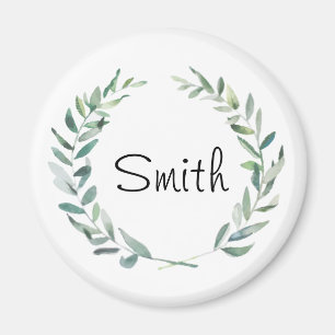 Rustic Farmhouse Watercolor Magnolia Wreath Design Magnet