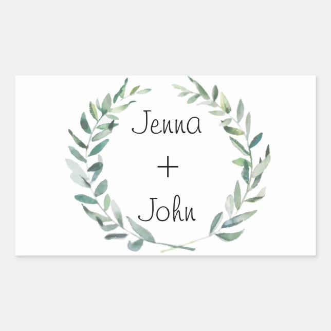 Rustic Farmhouse Watercolor Magnolia Wreath Design Rectangular Sticker (Front)