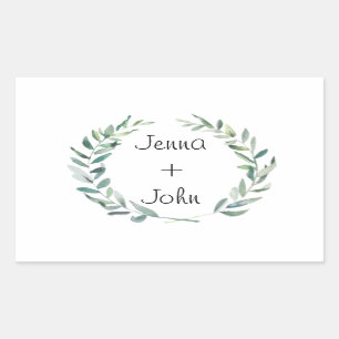 Rustic Farmhouse Watercolor Magnolia Wreath Design Rectangular Sticker