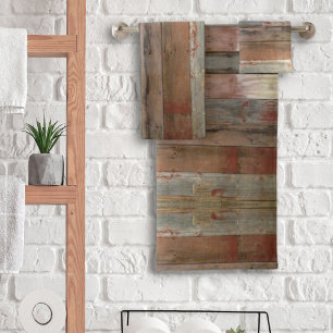 Rustic farmhouse western country barn wood bath towel set