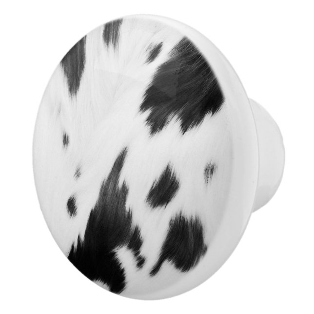 Rustic Farmhouse  Western Country Cowboy Cow Print Ceramic Knob (Right)