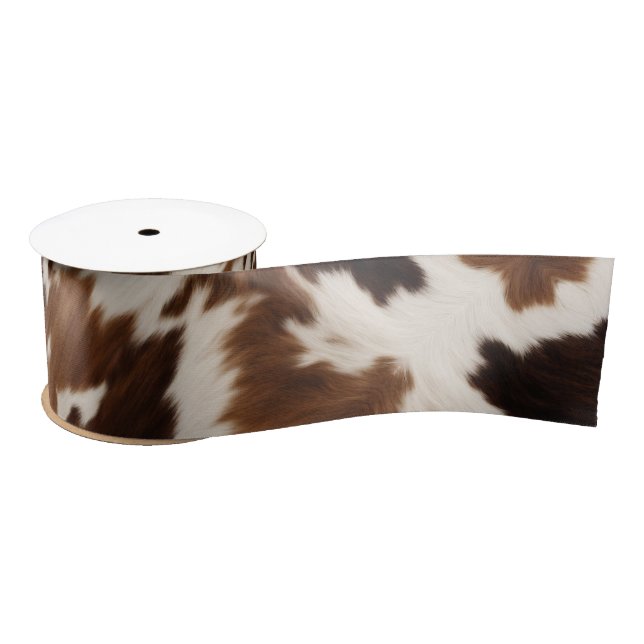 Rustic Farmhouse  Western Country Cowboy Cow Print Satin Ribbon (Spool)