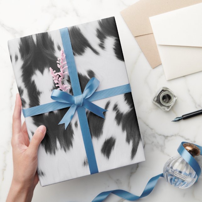 Rustic Farmhouse  Western Country Cowboy Cow Print Wrapping Paper (Gifting)
