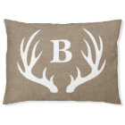 Rustic Farmhouse White Deer Antlers Faux Burlap