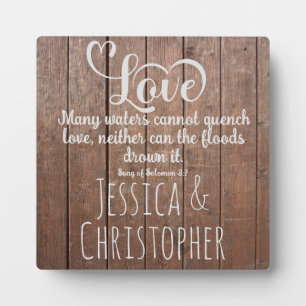 Rustic Farmhouse Wood Scripture Quote Gift Names Plaque