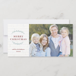 Rustic Farmhouse Wood Stylish Photo Christmas Holiday Card