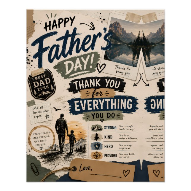 Rustic Father’s Day Memory Poster Print (Front)