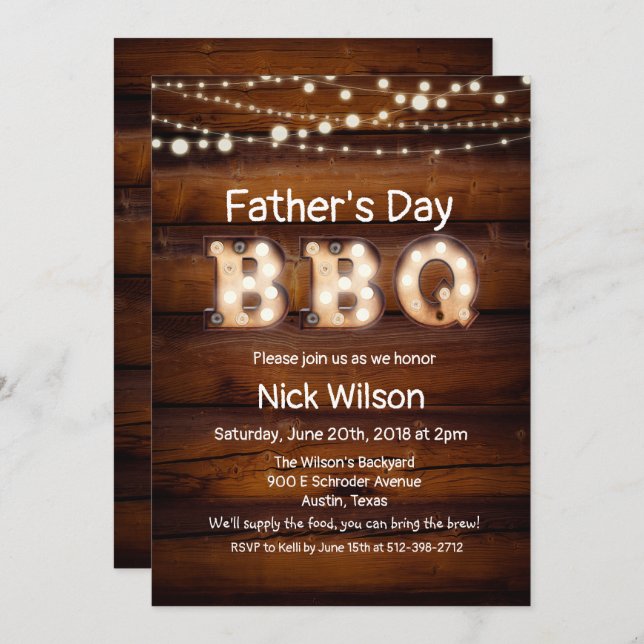 Rustic Father's Day BBQ Invitation (Front/Back)