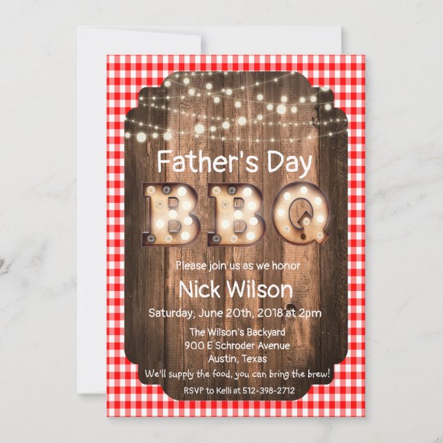 Rustic Father's Day BBQ Invitation (Front)