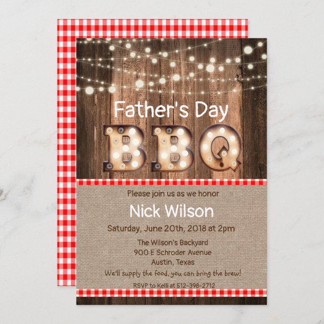 Rustic Father's Day BBQ Invitation (Front/Back)