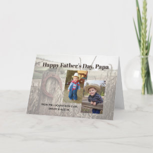 Rustic Father's Day Custom Two Photo Card