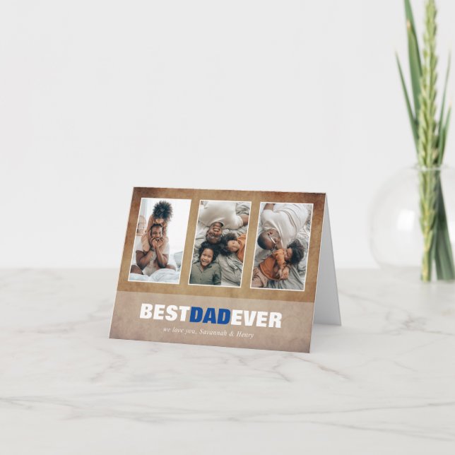 Rustic Father's Day Three Photo Collage Holiday (Front)