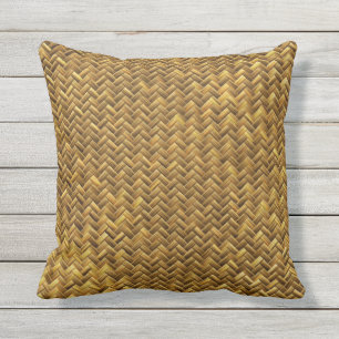Rustic Faux Bamboo Basket Weave Pattern Texture Cushion