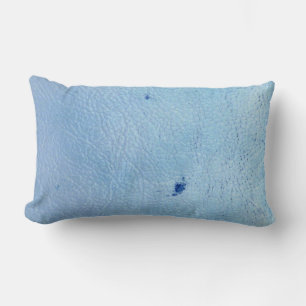 Rustic Faux Blue Leather Lumbar Cushion