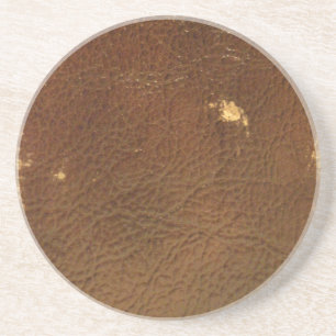 Rustic Faux Brown Leather Coaster