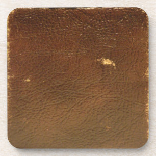 Rustic Faux Brown Leather Coaster