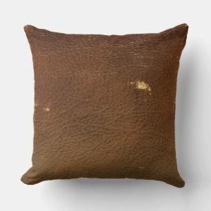 Rustic Faux Brown Leather Cushion
