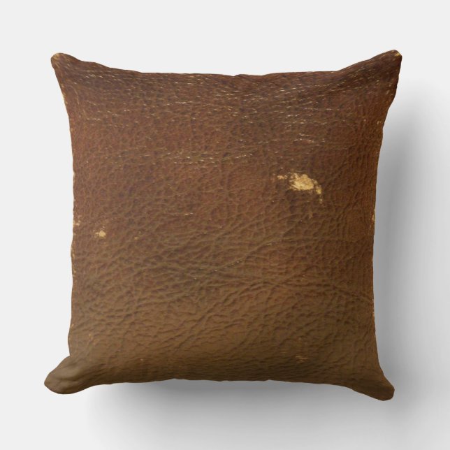Rustic Faux Brown Leather Cushion (Front)