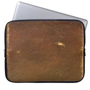 Rustic Faux Brown Leather Laptop Sleeve