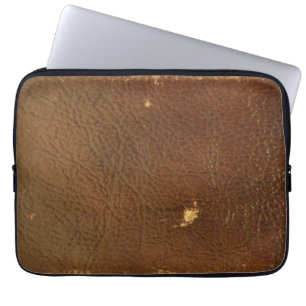 Rustic Faux Brown Leather Laptop Sleeve