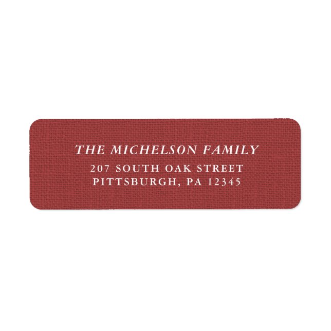 Rustic Faux Burlap Christmas Return Address Label (Front)