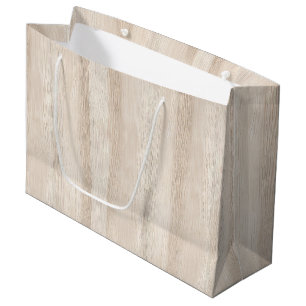 Rustic Faux Cream White Wood Wedding Large Gift Bag