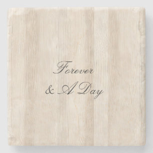 Rustic Faux Cream White Wood Wedding Stone Coaster