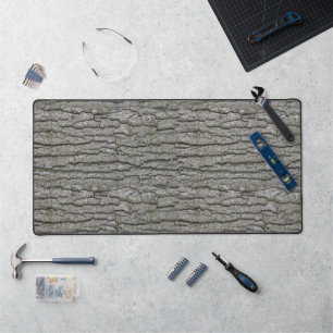 Rustic Faux Dry Wood Grain Tree Bark Desk Mat