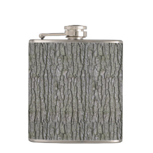 Rustic Faux Dry Wood Grain Tree Bark Hip Flask