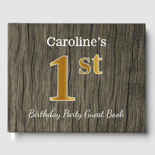 Rustic, Faux Gold 1st Birthday Party + Custom Name Guest Book