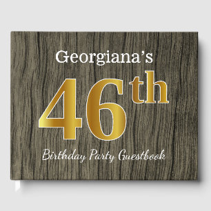 Rustic, Faux Gold 46th Birthday Party; Custom Name Guest Book