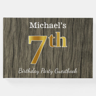 Rustic, Faux Gold 7th Birthday Party + Custom Name Guest Book
