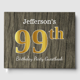 Rustic, Faux Gold 99th Birthday Party; Custom Name Guest Book