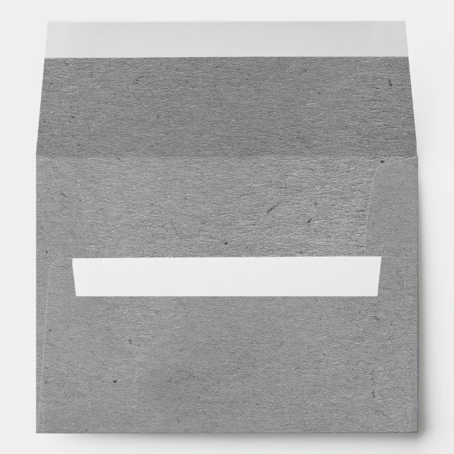 Rustic Faux Grey Kraft Paper Grain Pattern Envelope (Back (Bottom))