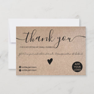 Rustic faux kraft black script order thank you