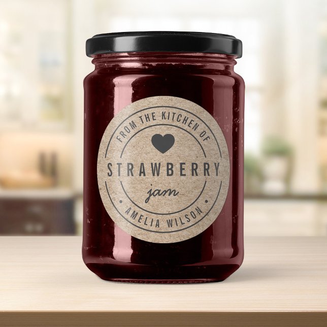 Rustic Faux Kraft Bold From the Kitchen of Classic Round Sticker (Creator Uploaded)