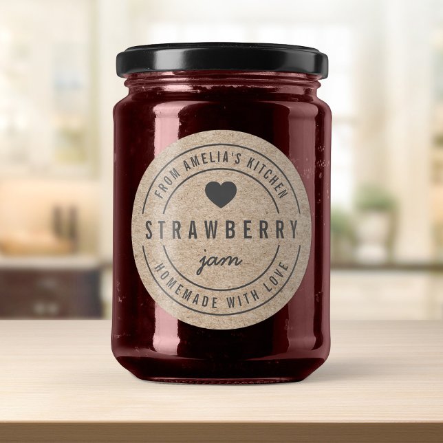 Rustic Faux Kraft From Kitchen Homemade with Love Classic Round Sticker (Creator Uploaded)