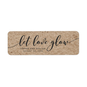 Rustic Faux Kraft Let Love Glow Wedding Favour Return Address Label