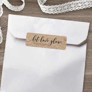Rustic Faux Kraft Let Love Glow Wedding Favour Return Address Label