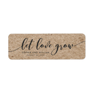 Rustic Faux Kraft Let Love Grow Wedding Favour Return Address Label