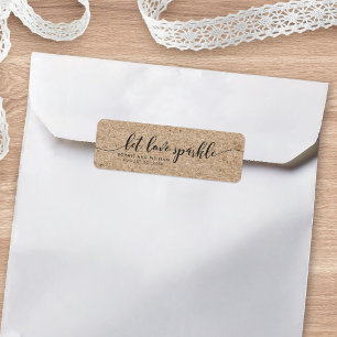 Rustic Faux Kraft Let Love Sparkle Wedding Favor Return Address Label